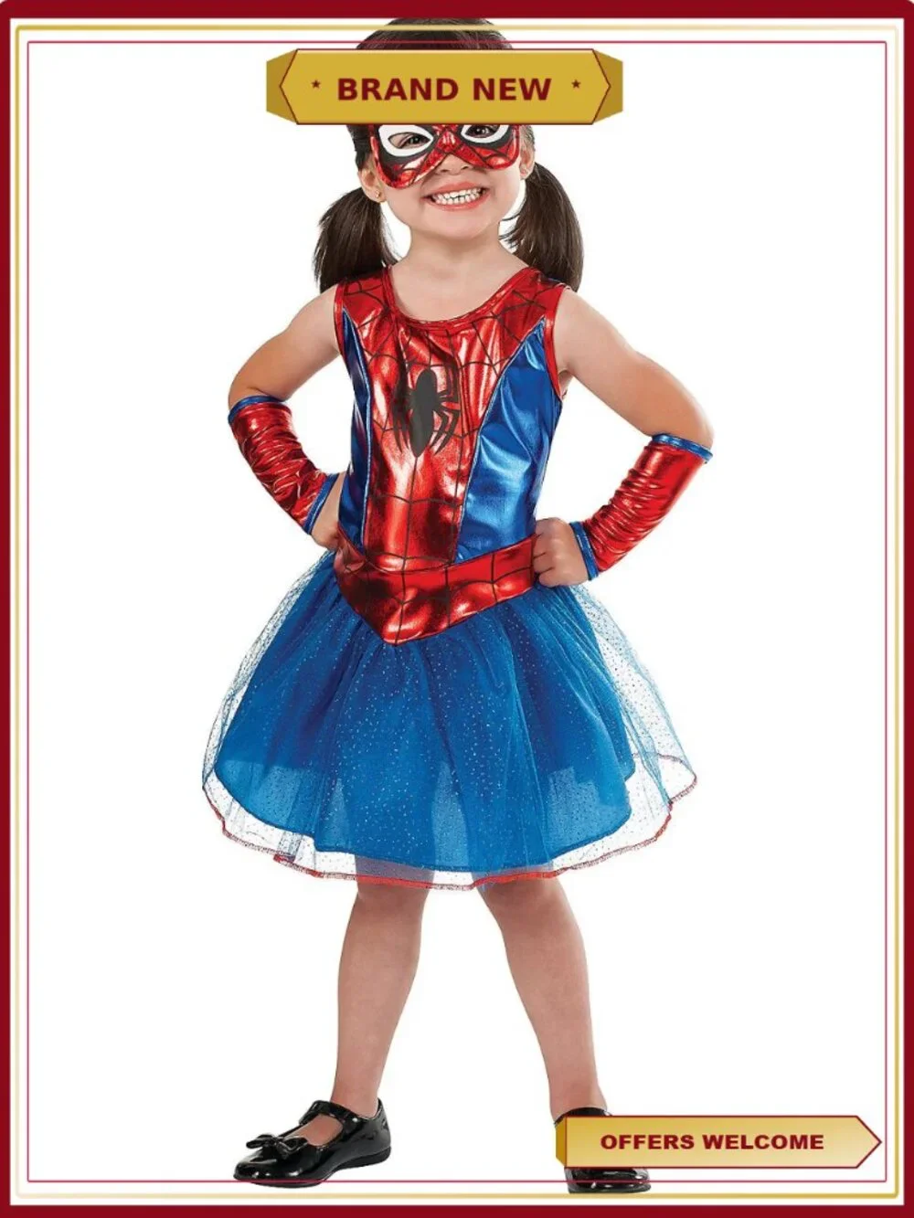 Girls Spider Girl Tutu Costume Top and Tutu Halloween Dress Up Pretend Play